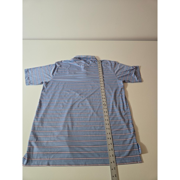 Turtleson Tour Performance Polo Golf Shirt Men's Medium Blue Striped - Picture 6 of 11